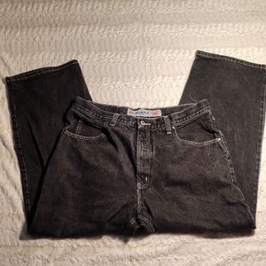 Y2k Anchor blue Men's Washed Black Relaxed Jeans